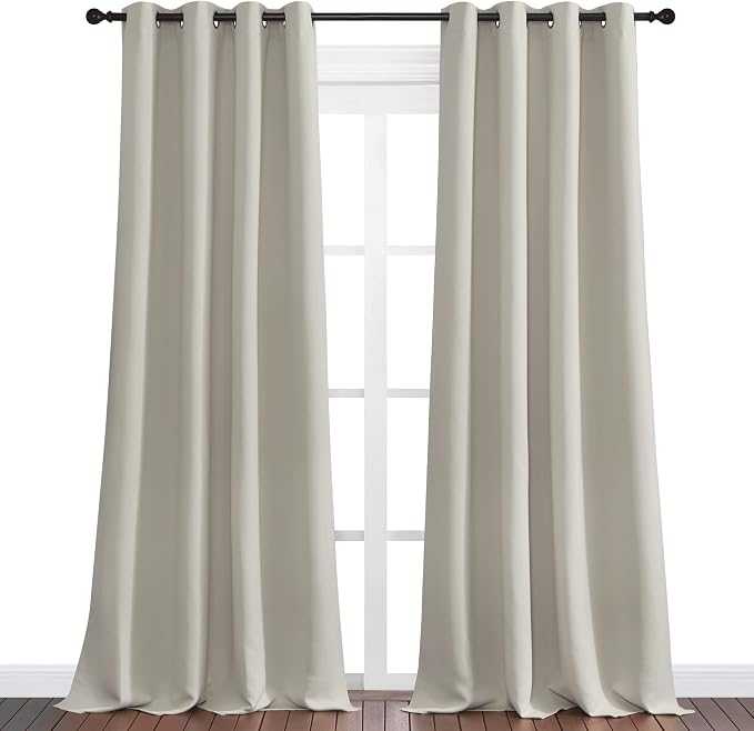 NICETOWN Natural Room Darkening Curtains 90" Long for Boho Farmhouse Home Decoration, Window Treatment Total Privacy Drape Panels for Bedroom Guest Room (55" Wide, Set of 2)