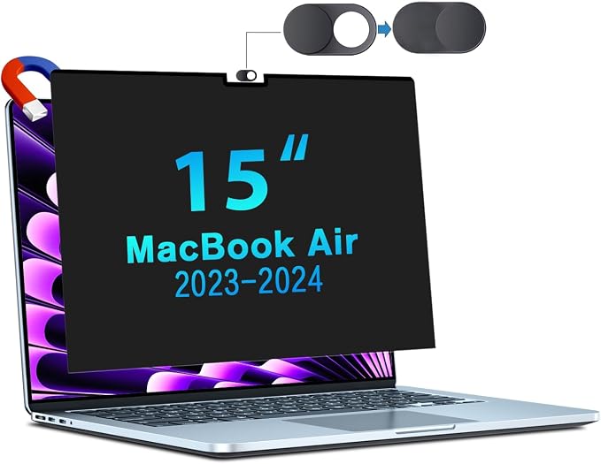 STARY Magnetic Privacy Screen for MacBook Air 15 inch (2023-2026, M2,M3,M4,M5), Removable Laptop Privacy Filter Shield and Matte Anti-Glare Blue Light Protector