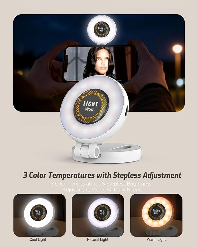 Magnetic Portable Selfie Light for iPhone - Phone Ring Light Rechargeable for Camera Picture Make up Photos Video Conferences LED Selfie Ring Fill Light TikTok/Zoom Calls/Video Conference