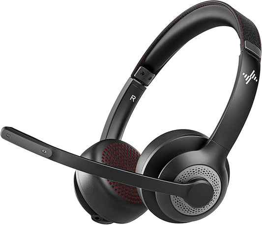 Wireless Headset with AI Noise Cancelling Microphone Bluetooth Headset - Bluetooth V5.2 Headphones with Mic Mute for Computer/Laptop/PC/iPhone/Android/Cell Phones (Without USB Dongle)