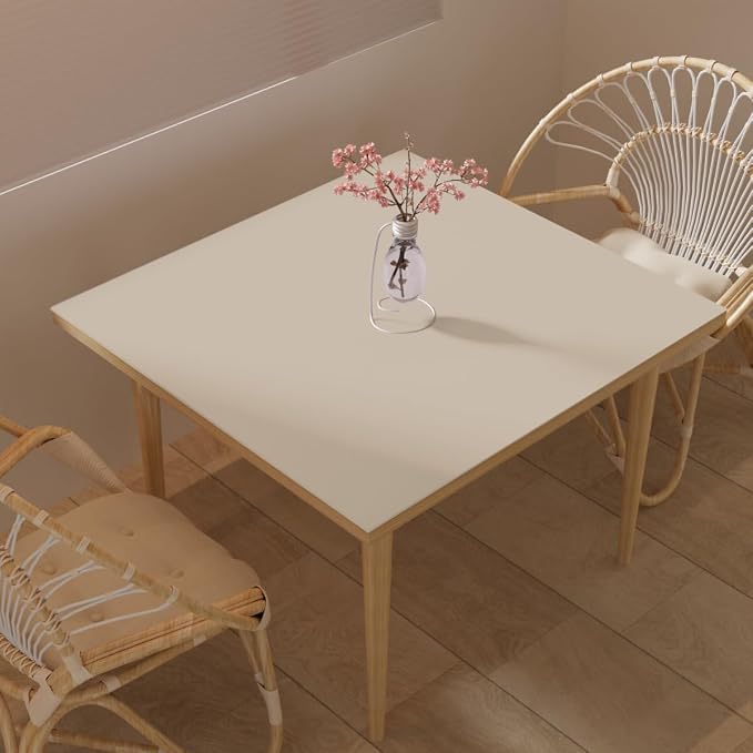 Table Pad - Used for Square Table Waterproof and Easy to Clean Good Flatness Easy to Used for Dining Table(Beige+Light Gray 46x46)