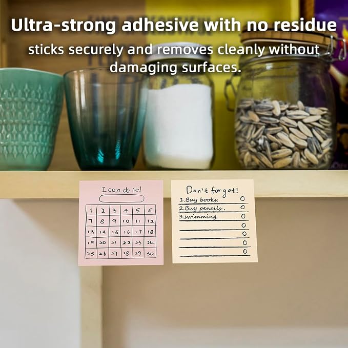 Retro 4-Pads 3x3in Sticky Notes, High-Adhesive Productivity Planner Memo Pads for Time Management, Self-Stick Notes Vintage Daily Task Notes for Journal Office School Home, Stationery Gift
