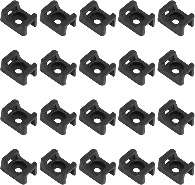 Cable Tie Mounting,100 Pcs Zip Tie Base,5 mm(M5) Screw Hole, 23x16x9(L*W*H) mm Cord Tie Mount Wire Tie Holder Fix Bottom Wire Management for Home/Office/Outdoor/Garden