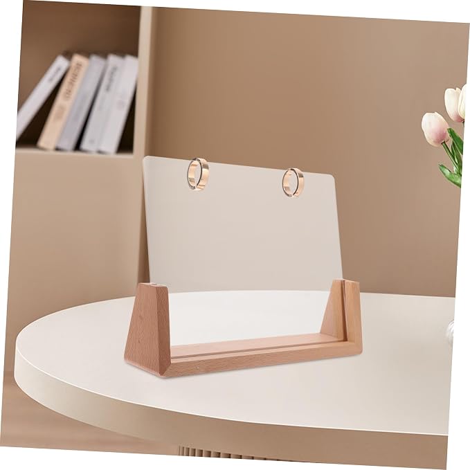 Veemoon 1 Set Sturdy Desk Calendar Holder Base with Acrylic Ring Versatile Flip Calendar Display for Office Home Decor Quick Setup for Photos Notes