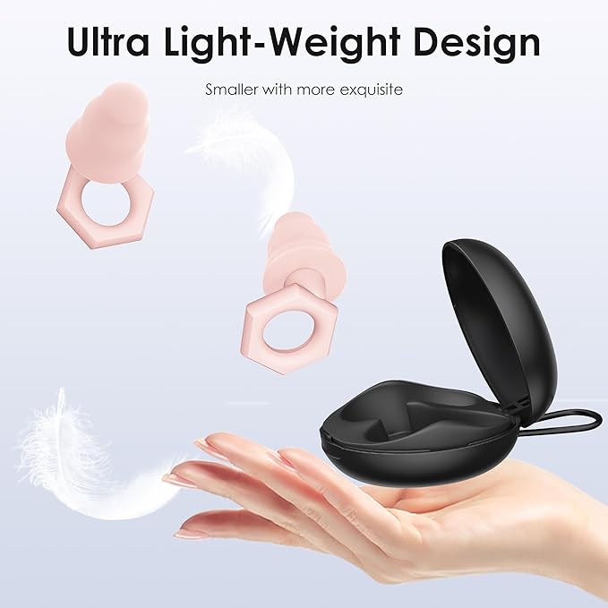 Ear Plugs for Sleeping Noise Cancelling,30-35dB NRR Silicone Earplugs with 5 Ear Tips in S/M/L,Ear Plugs for Noise Reduction for Sleep,Hearing Protection,Noise Sensitivity