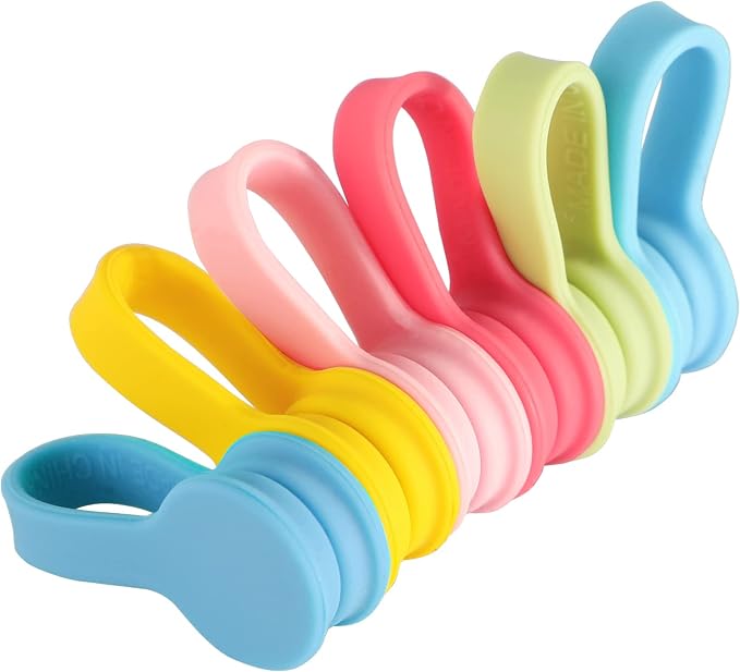 Viaky Magnetic Cable Ties 6-Pack,Silicone Magnetic Cord Ties,Macaron Color | Magnetic Cord Organizer for Bundling Earphone, Charging Cords,Cord Wraps,Reusable Twist Ties for Home,Office,Kitchen,Travel