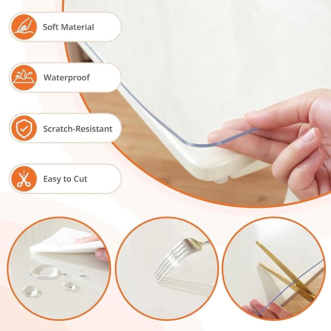 Makeup Mat for Vanity Top 11in x 11in, PVC Desk Mat - Easy to Clean, Waterproof & Oilproof Vanity Accessories - Clear 1mm