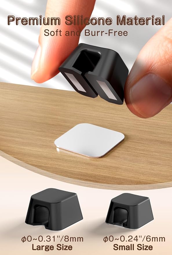 Magnetic Clip for Cords, Maveek 5 Pack Cable Holder Magnet Cord Clips Organizer Desk Wall Metal Table Cable Management for Charger USB C Home Office Car (Black)