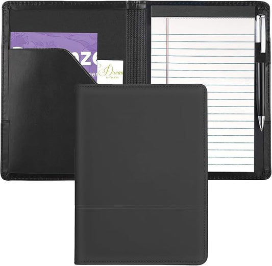Padfolio/Portfolio Binder, Mini Padfolio Portfolio Binder 5 x 8 Legal Writing Pad, A5 Document Organizer Folder for Men Women,Classic Black.