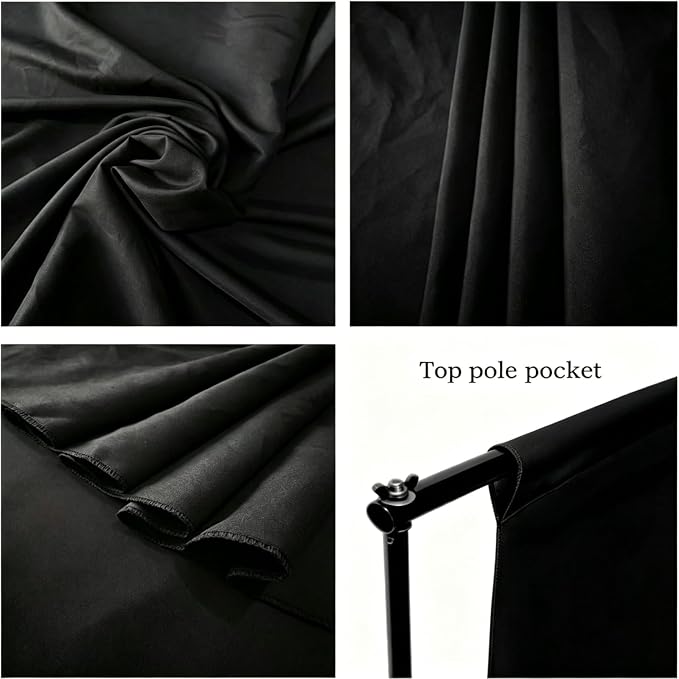 Aimosen 10 x 7 FT Black Backdrop Background for Photography, High Density Polyester Fabric Pure Black Photo Backdrop Curtain Screen Collapsible Seamless for Photoshoot Portraits Party Video Studio
