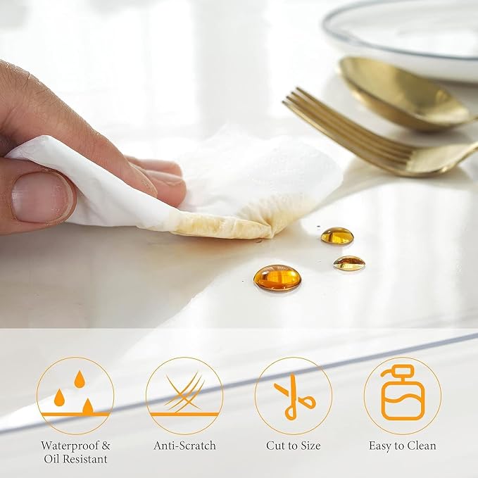 Deep Dream 1.5mm Clear Desk Cover Protector, 42×76 Inch Clear Desk Cover, Clear Desk Mat, Table Cover Tablecloth Protector Rectangle, Table Protector for Dining Room Table