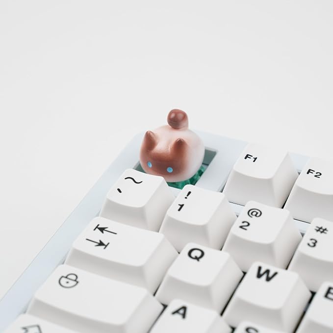 Artisan Cat Keycap, Black and Pink Siamese Cat Resin Handmade Keycap, 1U Size Openable Design, MX Switch Compatible for Mechanical Keyboards