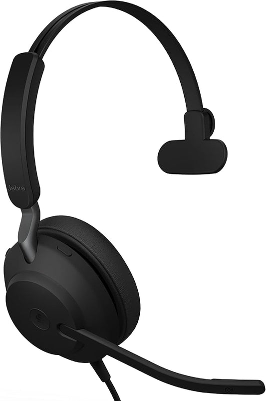 Jabra Evolve2 40 UC Wired Headphones, USB-A, Mono, Black – Telework Headset for Calls and Music, Enhanced All-Day Comfort, Passive Noise Cancelling Headphones, UC-Optimized with USB-A Connection