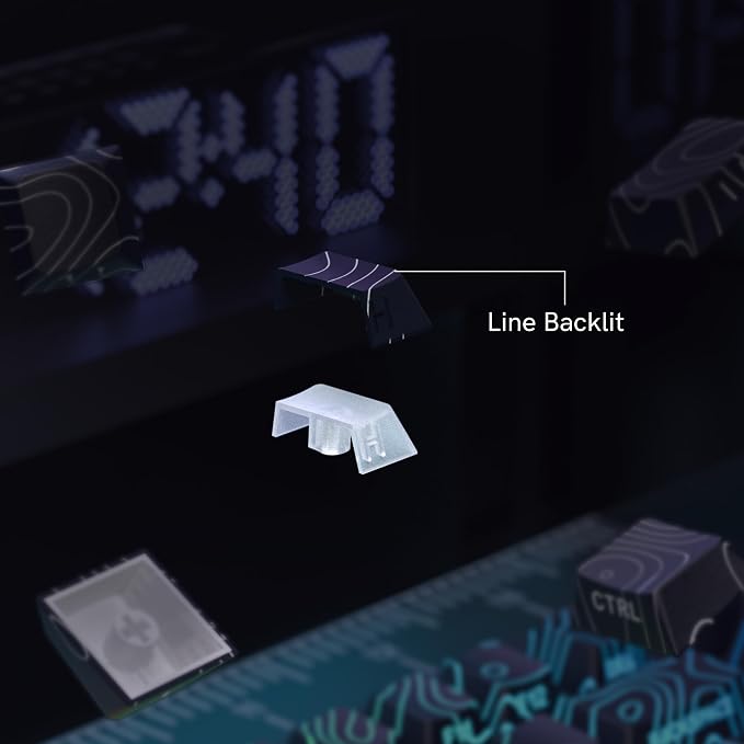 dagaladoo Black Topographic keycaps,Line Backlit Keyboard caps,Shine Through Keycap Side Printed,Cherry Profile keycap Set for 61/64/66/68/71/75/84/87/100 Mechanical Keyboards(134-key)