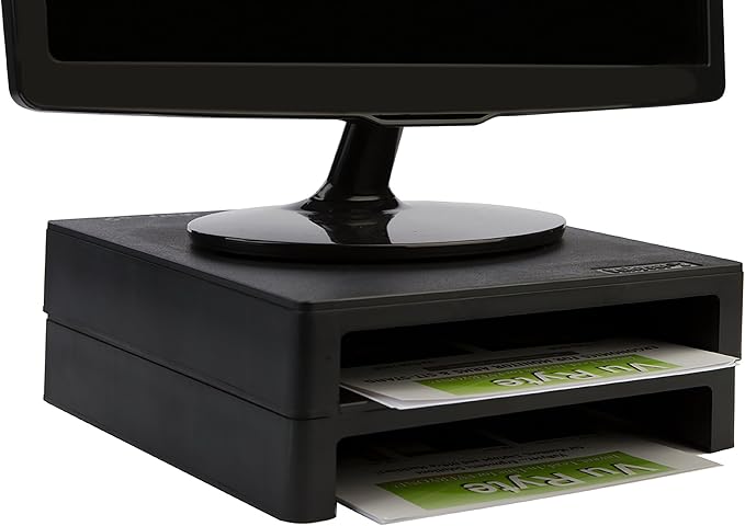 Vu Ryte Stackable 2 Inch Computer Monitor Riser Stand, VuRyser 2, Black, VUR 4855 (2-Pack)