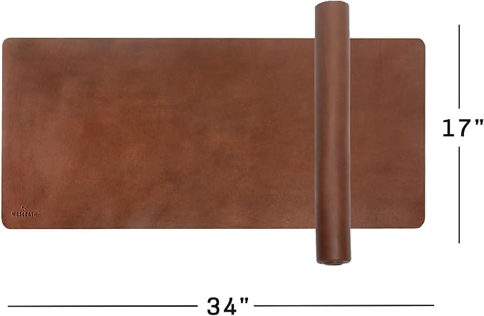 Premium Leather Desk Mat, Full Grain Leather Desk Pad Protector & Desk Blotter, Waterproof Non-Slip Writing Surface for Keyboard, Mouse & Laptop, Desk Pad for Home & Office (Tobacco, Medium)