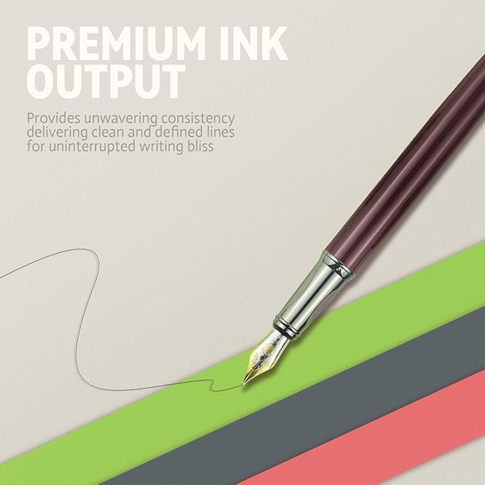 YUNCHUN Fountain Pens Set for Writing, Fancy Medium Nib Ink Pens of Morandi Color with 5 Black and 5 Blue Refills Cartridges, Best Pen Gift Set for Men & Women, Office Professional Pen for Work, Pink