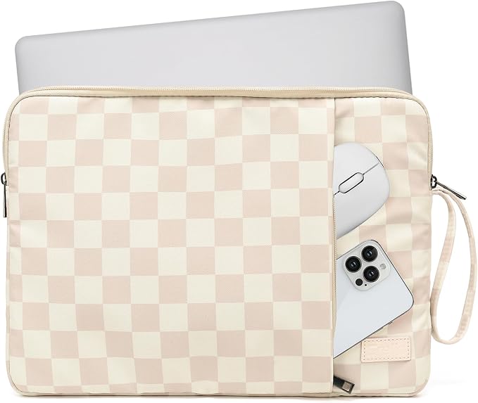 Laptop Sleeve 13.3 inch14 Inch, 15.6inchWater Resistant Traveling Computer Cover with Handle, Shockproof Protective Carrying Laptop Case (Y8-Khaki Checker, 16 inch)