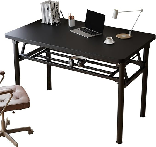 Folding Desk, 39.4" Foldable Desk for Small Spaces - Space Saving Folding Computer Desk, Portable Compact Design for Home Office, Bedroom, Dorm & Apartment, No Assembly Required
