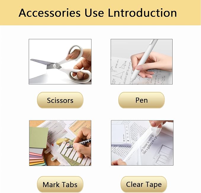 Office Supplies,White Desk Accessories,Office Supplies Set,Stapler and Tape Dispenser Set,Scissors,Staple Remover,Binder Clips,Staples,Ballpoint Pen,Index Tabs with Ruler,Clear Tape.9pcs for Office