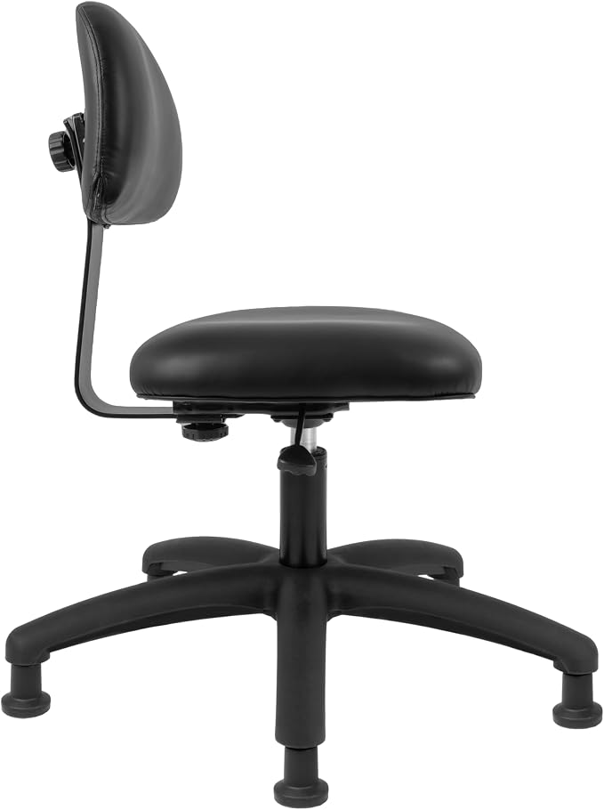 FSS Series Square seat Medium (20"-28") seat Height Chair. Vinyl-for Office, Garage, Desk, Shop, Computer, Doctor, Medical, Easy to Clean! No Footring (Black, Medium, Glides)