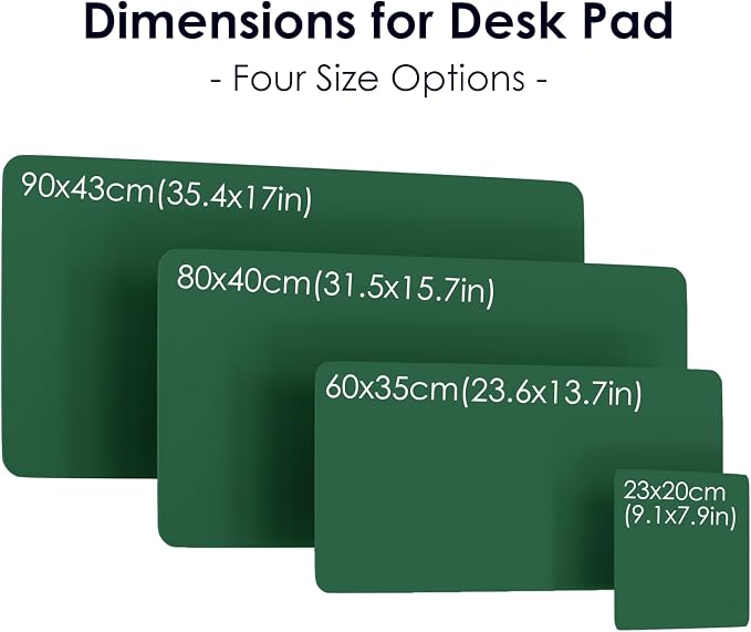 Leather Desk Pad Protector, Waterproof Mouse Pad, PU Desk Mat, Office Desk Cover, Desk Writing Mat for Office/Home/Work/Cubicle (Dark Green) 9x8 in
