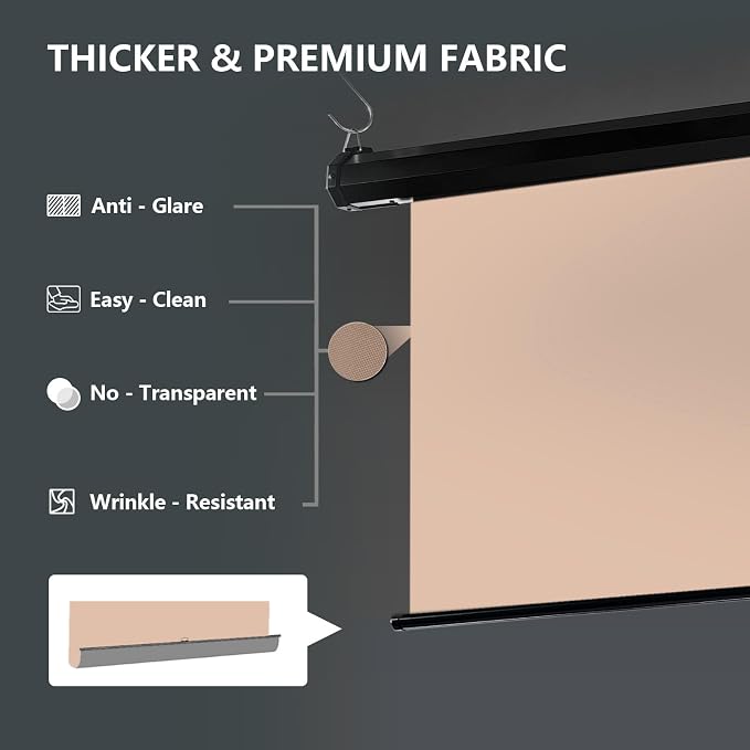 RAUBAY Motorized Pull Down Beige Screen - 59.8" x 86.6" Collapsible Wall-Mount Background for Professional Video Production, Chroma Key Backdrop for YouTube, TikTok, Streaming, Video Conferencing