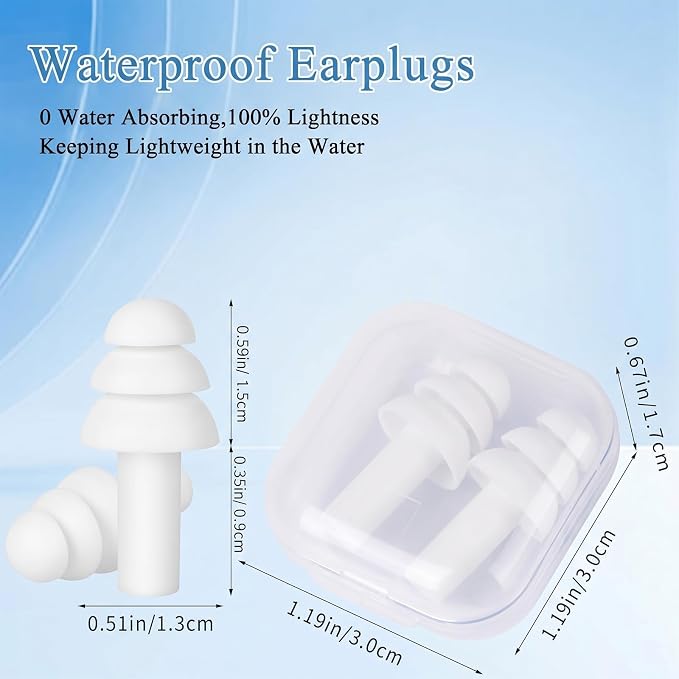 24 Pairs White Ear Plugs Bulk NRR 29dB Reusable Silicone Ear Plugs with Plastic Cases Soft Foam Plug for Sleeping Noise Cancelling Concerts Shooting Swimming Noise Reduction