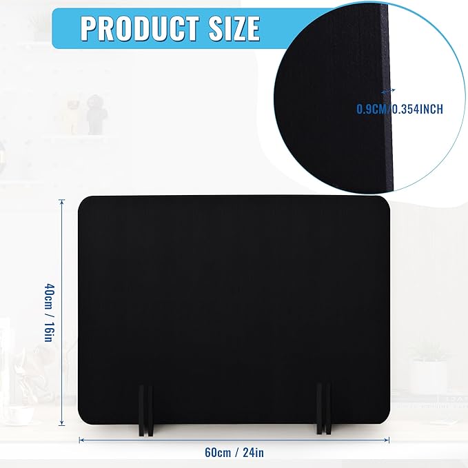 Desk Privacy Panel Set, Desk Partition Cubicle Wall Freestanding Noise-Reduction Panels Room Divider, Soundproof Partition with Support Feet for Office or Home Use (Black, 40 * 60 cm)