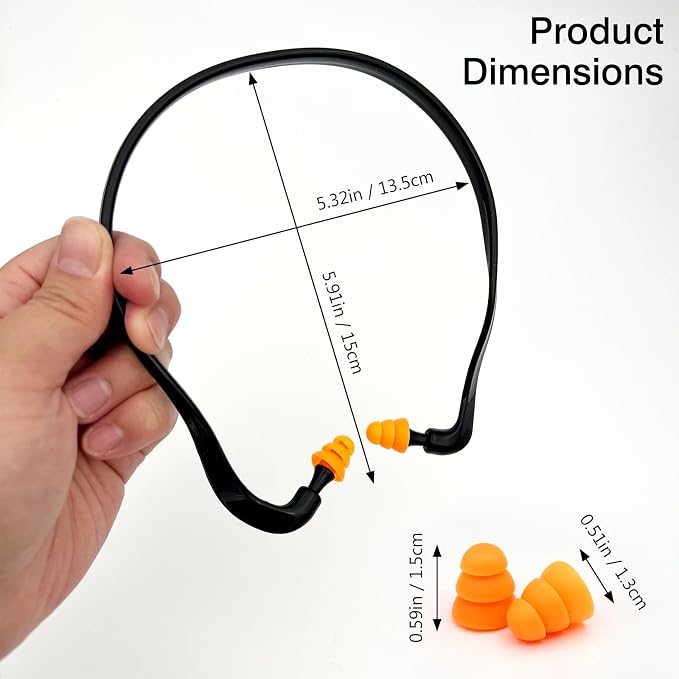 Banded Earplugs for Shooting Range (4 Pcs, Orange) – Reusable Silicone Hearing Protection with Neck Band, 22dB Noise Reduction for Work, Sleep & Concerts