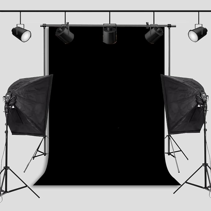 Black Backdrop Virtual Black Background Sheet Fabric Wrinkle Resistance Photo Background for Photo Studio Shooting Props 10x20FT