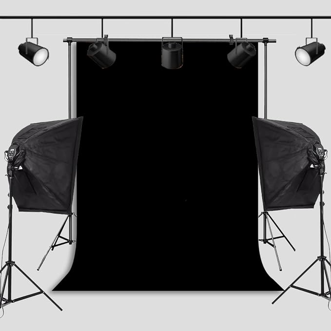 Black Backdrop Virtual Black Background Sheet Fabric Wrinkle Resistance Photo Background for Photo Studio Shooting Props 6x9FT