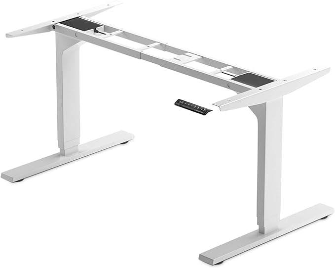 Standing Desk Legs Dual Motor - Adjustable 3 Stages Frame for DIY Stand up Home Office Desks Suites Tops from 48" to 73" FLT-02 White