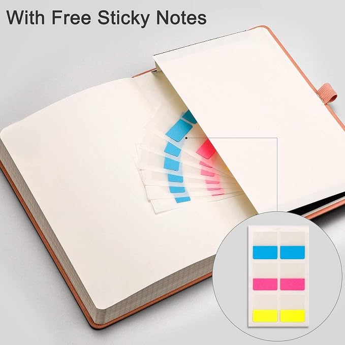 EMSHOI Graph Paper Notebook - 256 Pages A5 Graph Notebook/Journal, Hard Cover, 120gsm Thick Paper, Smooth PU Leather, Inner Pocket, 5.75'' × 8.38''-Pink