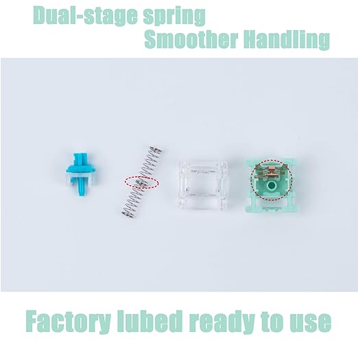Jade Series Dual-Stage Spring Pre Lubed Switches Blue V3 Pro,3-Pin 60gf Clicky/RGB/LED Switches for Mechanical Keyboard（Blue,36pcs）