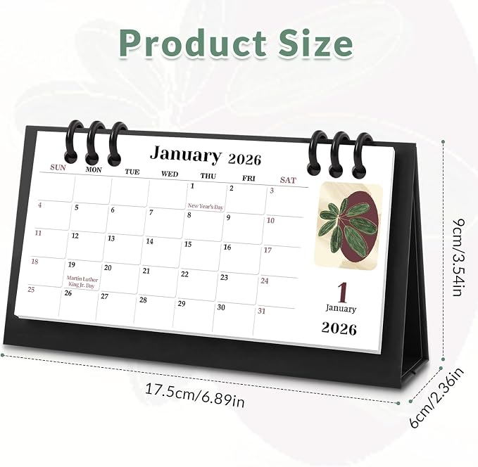 Small Desk Calendar 2026-2027, Desktop Calendar 20 Months - Runs From May 2026 Until Dec. 2027, Mini Standing Flip Calendar for Home, School and Office Supplies, 6.3" x 3.1"