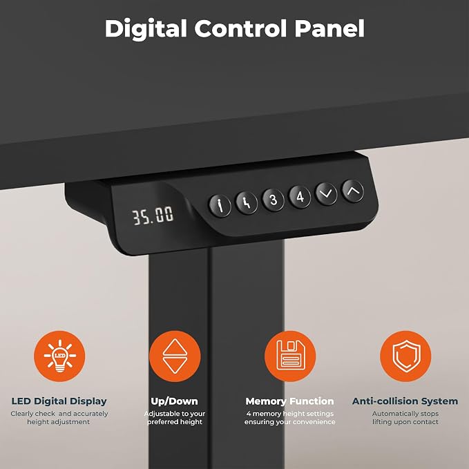 Dual Motor Standing Desk, Large Stand Up Desks, 71x31 Inches Electric Sit Stand Desks, 4 Memory Preset Adjustable Height Computer Table for Home Office with Splice Board (Black)
