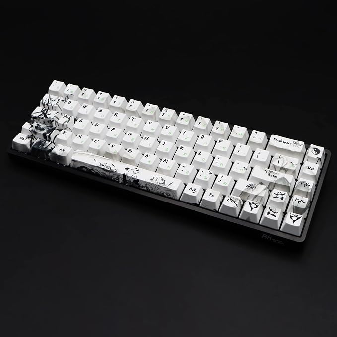 MOLGRIA Keycaps 68 Set Ink Panda for 68 Keys Keyboard, Custom PBT OEM Profile Key Caps with Japanese Font for Cherry MX Khail Switches Gaming Keyboard