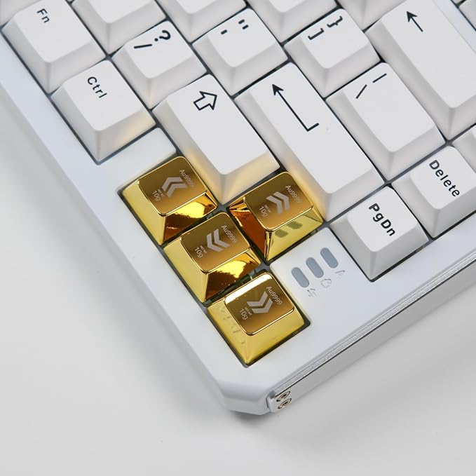 Artisan Zinc Alloy Golden Keycap for Mechanical Keyboard Arrow Key Metal 4 Keys, 1U Size, Custom Keycap Fit MX Switch Compatible, Decorative Design for Gaming and Typing (↑ ↓ ← →)