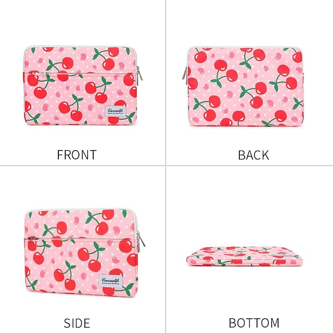 Canvaslife Pattern 13 inch Canvas Laptop Sleeve with Pocket 13 inch 13.3 inch Laptop 13 case13 Sleeve (Cherry)