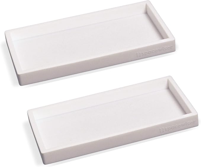 Countertop & Vanity Silicone Tray – 2 PC Small 7.7" Soap Tray | Kitchen Soap Tray Set, Dish Soap Tray for Kitchen Counter, Kitchen Sink Tray, Silicone Soap Dispenser Tray & Sponge Holder