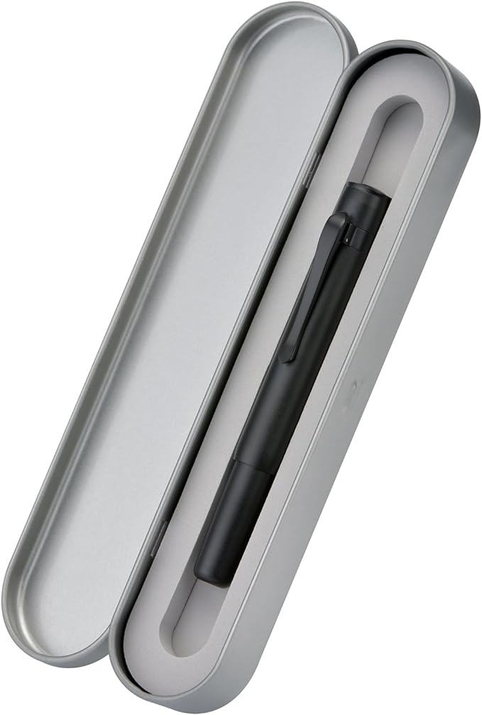 HONG DIAN M2 Black Forest Mini Fountain Pen, Fine Soft Nib & Sleek Shape Aluminium Short Pocket Travel Pen (Matte Black)