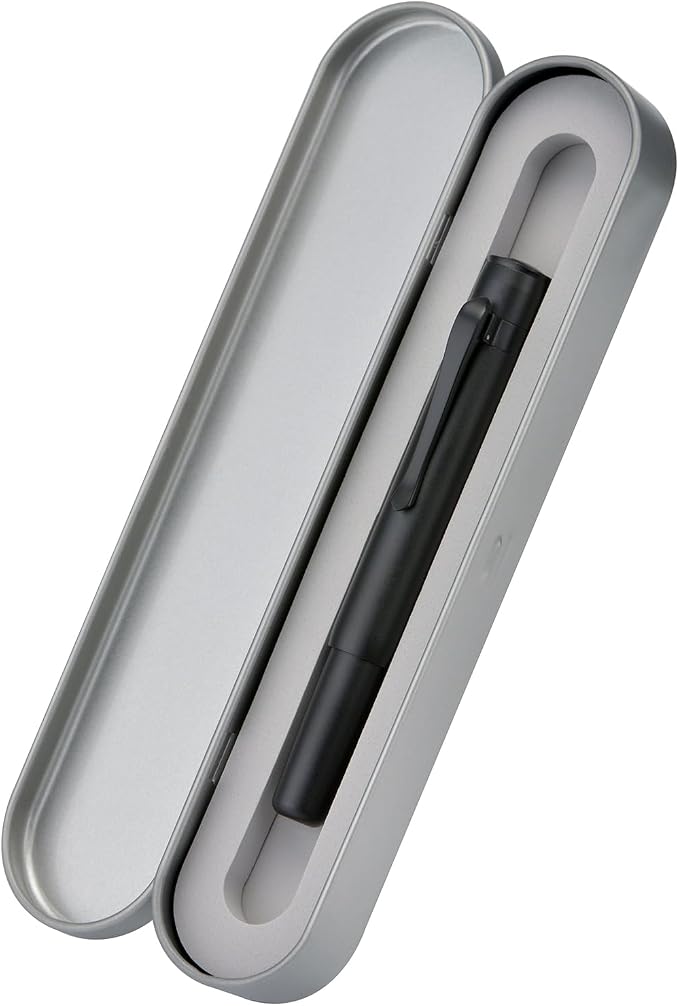 HONG DIAN M2 Black Forest Mini Fountain Pen, Medium Soft Nib & Sleek Shape Aluminium Short Pocket Travel Pen (Matte Black)