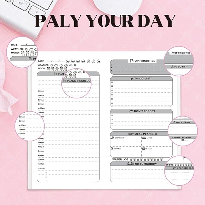 Travelers Notebook Inserts,Undated Daily Planner,Daily Appointment Book, Easily Organize Your Tasks,30 Sheets,8.25" x 4.25",Travelers Notebook Refills for Journals,Diaries,Planners