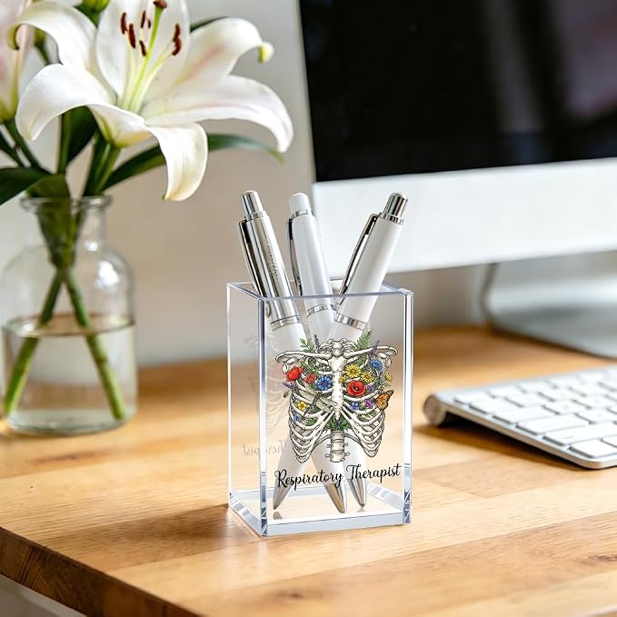 Future Respiratory Therapist Acrylic Cosmetic Pencil Pen Bookmark Storage Holder Cup Respiratory Therapist Gifts for Women Men, Appreciation Gifts for Respiratory Gifts