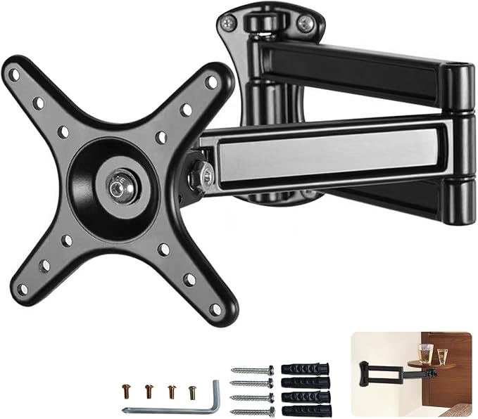 Floating Nightstand Rotatable Brackets,Small Round Side Tabl Folding Brackets,Mini Coffee Table Extensible Hinges,Bathtub Side Table Bracket,Suitable for DIY As Sofa Side Table,Over Bed Table