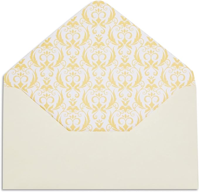 Paper Junkie Letter Paper & Envelopes Set - 60 Sheets (7.2 x 10.2 In) & 30 Ivory Envelopes (4 x 7.7 in), Gold Border, 100 GSM - Vintage Lined Stationery for Love Letters & Invitations