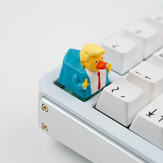 Artisan Duck Keycap for Mechanical Keyboards, Yellow and Blue Business Suit Design, Handmade Resin, 1U Size, MX Switch Compatible, Gaming Keyboard Keycaps
