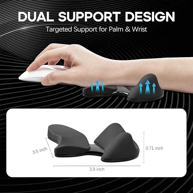Ergonomic Wrist Rest for Mouse, Right-Handed Truly Mouse Wrist Support, Smooth-Glide, Comfortable Curved Design for Gaming, Office, Computer, Laptop - Black