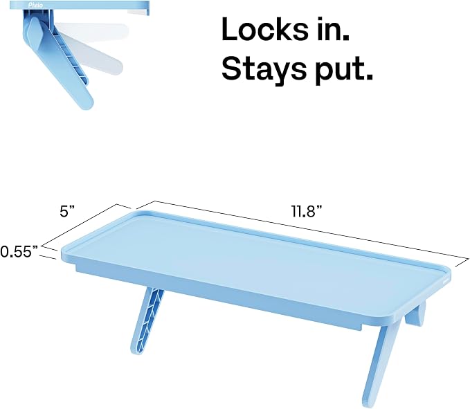 Pixio 12 inch Blue Monitor Storage Top Shelf - Adjustable Platform, Universal Fit, Holds Up to 13lbs, Works on TV, Flat, Curved Monitors, Storage for Webcams, Clocks, Phone, Figures